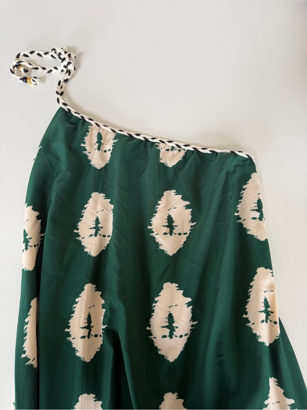 Green Sleeveless Maxi Dress with Cream Abstract Dots